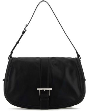 McQueen Leather Maxi Satchel Shoulder Bag - Black
