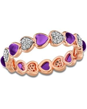 Lord & Taylor Fine Jewelry Amethyst And Diamond Heart Eternity Ring - Pink