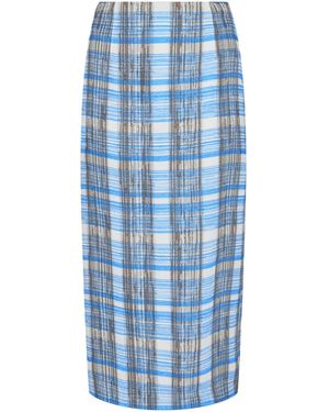 Ferragamo Plaid Print Maxi Skirt - Blue
