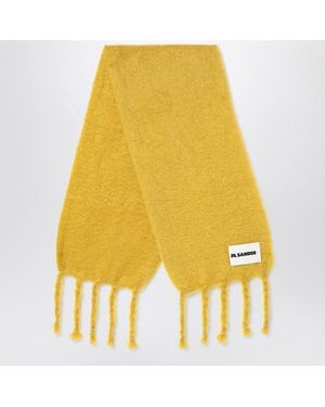 Jil Sander Fringed Mohair-Wool Blend Scarf - Yellow