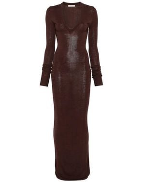 Entire studios Long Sleeve V Neck Midi - Brown