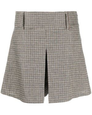 Brunello Cucinelli Houndstooth Pleated Tailored Shorts - Gray