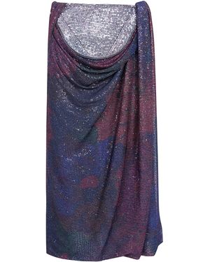 Maison Margiela Burgundy Sequins Draped Maxi Skirt - Blue