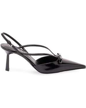 Prada Brushed Leather Slingback Pumps - Black