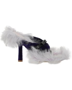 Burberry Step Post Heel Sandals - Blue