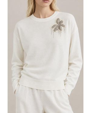 Brunello Cucinelli Wool Embellished Crewneck Sweater - Natural