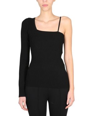 Helmut Lang Knitted One Shoulder Top - Black
