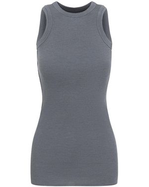 Phoebe Philo Fog Wool Ribbed Tank Top - Gray