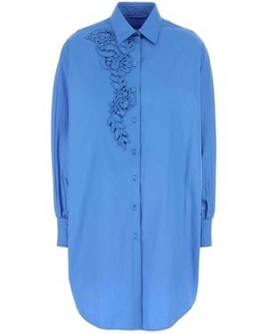 Ermanno Scervino Cerulean Poplin Oversize Shirt - Blue