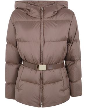 Max Mara "Mst Lana" Belted Cropped Jacket - Brown