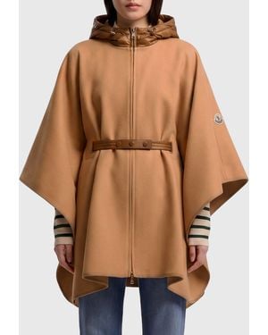 Moncler Padded Wool-Blend Cape - Natural