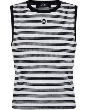 Amiri Ma" Stripe Rib Jersey Tank Tee - Black