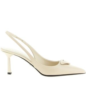 Prada Slingbacks Saffiano Patent Leather - White