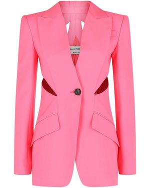 McQueen Slashed Single-Breasted Blazer - Pink