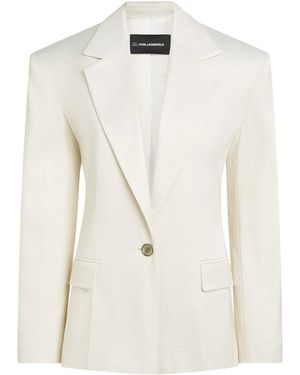 KARL LAGERFELD Natural 1 Button Studio Blazer - White