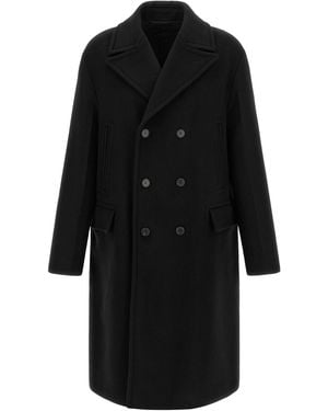 Fendi Angora And Wool Coat - Black