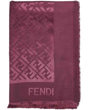 Fendi Silk And Wool Ff Shawl - Purple