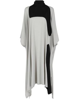 Ferragamo High Neck Kaftan With Sash Inlay - Gray