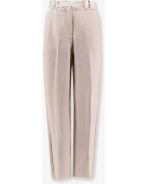 Stella Maxwell X Marella Wool Blend Trouserw With Satin Profiles - Natural