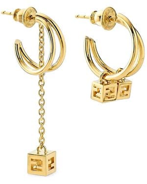 Fendi Orecchini Doppio Cerchio Con Charm - Metallic