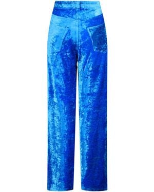 Balenciaga Crushed Velvet Wide-Leg Pants - Blue