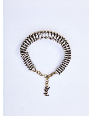 Saint Laurent Bronze Pyramid Brass Necklace - Blue