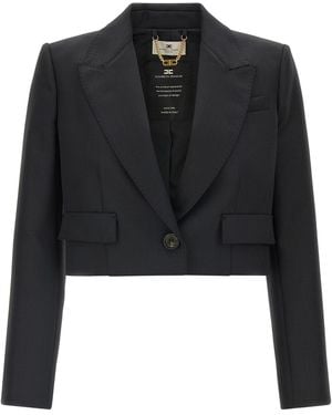 Elisabetta Franchi Cropped Blazer - Black