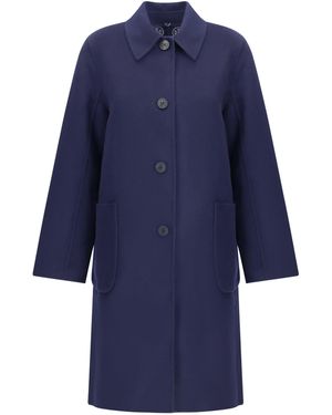 Tory Burch Coat Reversible Double-Face Wool - Blue