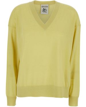 Semicouture Sweater V-Neck Wool - Yellow