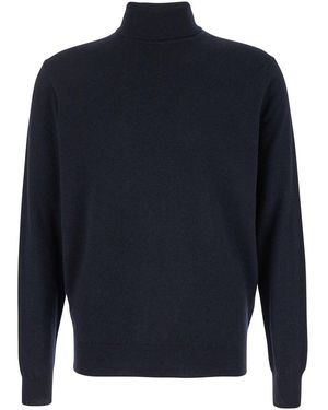 Plain Turtleneck Sweater - Blue
