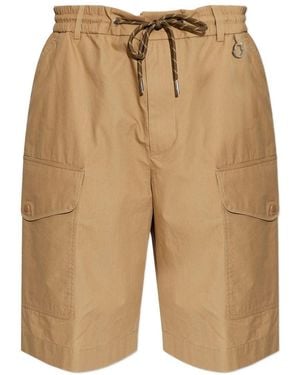 Moncler Cotton Drawstring Cargo Shorts - Natural