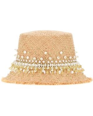 Prada Raffia Bucket Hat - Natural