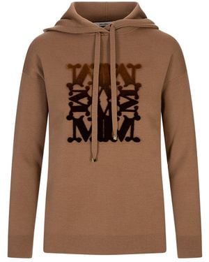 Max Mara Virgin Wool Hooded Sweater - Brown