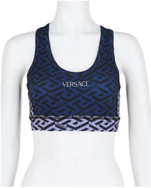 Versace La Greca Paneled Sports Bra - Blue