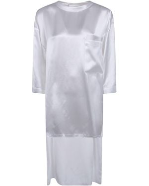 DARKPARK "Tara" Satin Asymmetric Shirt - White