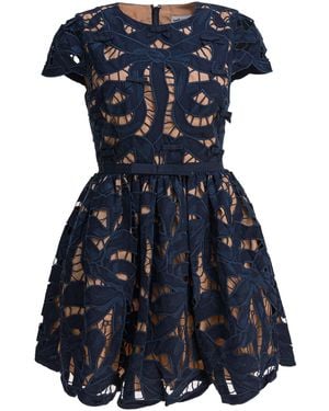 Self-Portrait Short Dress With Bow - Blue