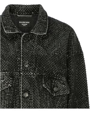 Balenciaga Crystal-Embellished Oversized Jacket - Black