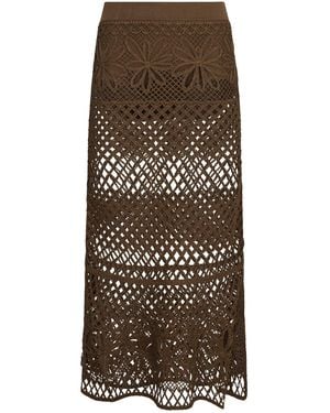 Pinko Crispo Crochet Knit Skirt - Brown