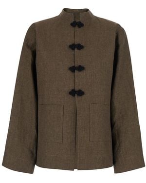 Rohe Linen Jacket 'Mandarin' - Green