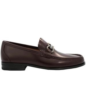 Ferragamo Gancini Leather Loafers - Brown