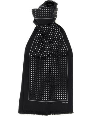 Tom Ford Polka Dot Silk Scarf - Black