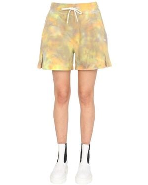 MSGM Relaxed Fit Cotton Shorts - Yellow
