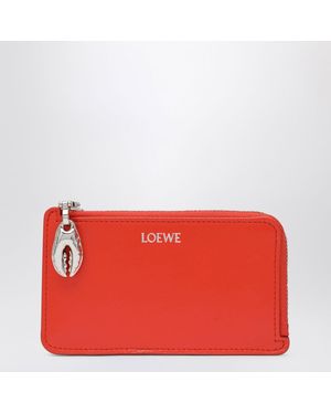 Loewe Lambskin Claw Card Holder - Red