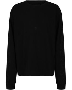 Givenchy Flame-Graphic Long Sleeve T-Shirt - Black