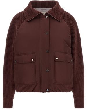 Brunello Cucinelli 'Shiny Zipper Pull' Down Jacket - Brown