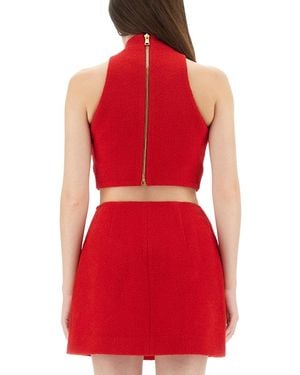 Balmain Wool Crop Top Virgin - Red
