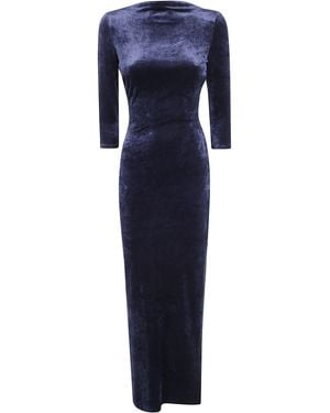 Giorgio Armani Midi Round Neck Dress - Blue