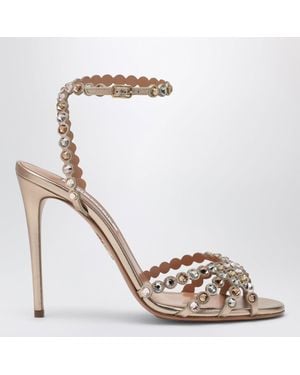 Aquazzura Tequila 105 Metallic Leather Sandals