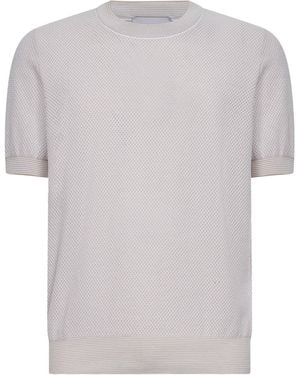D 40 Jacquard Cotton Knit Crewneck Sweater - Gray