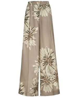 Brunello Cucinelli Printed Silk Pants - Natural